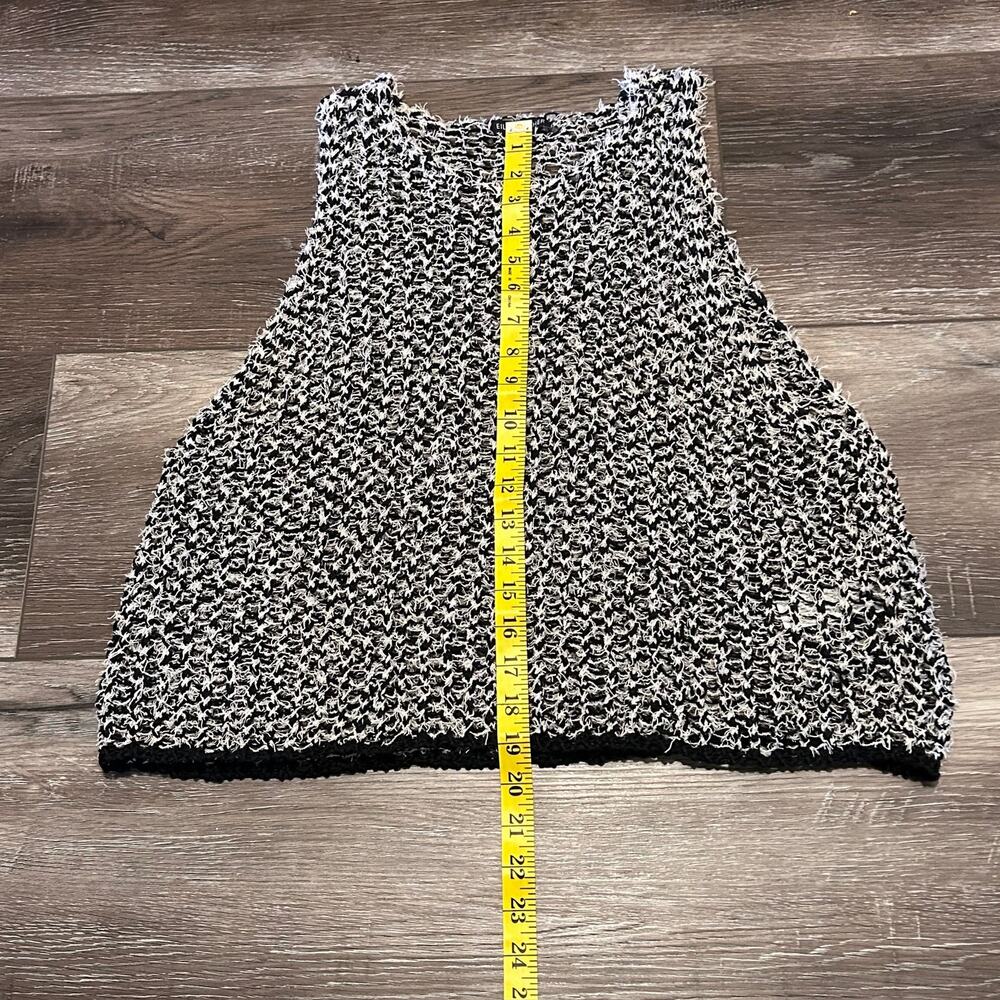 Elieen Fisher Italian Yarn Crop Tufted Twist Open Knit Tank Jewel Neck Sz Large - Picture 8 of 9